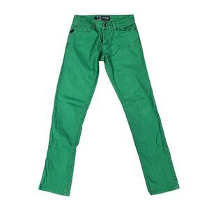 Vintage Social Collision Green Button Fly Jeans Size 28 x 32 (rise is 8")